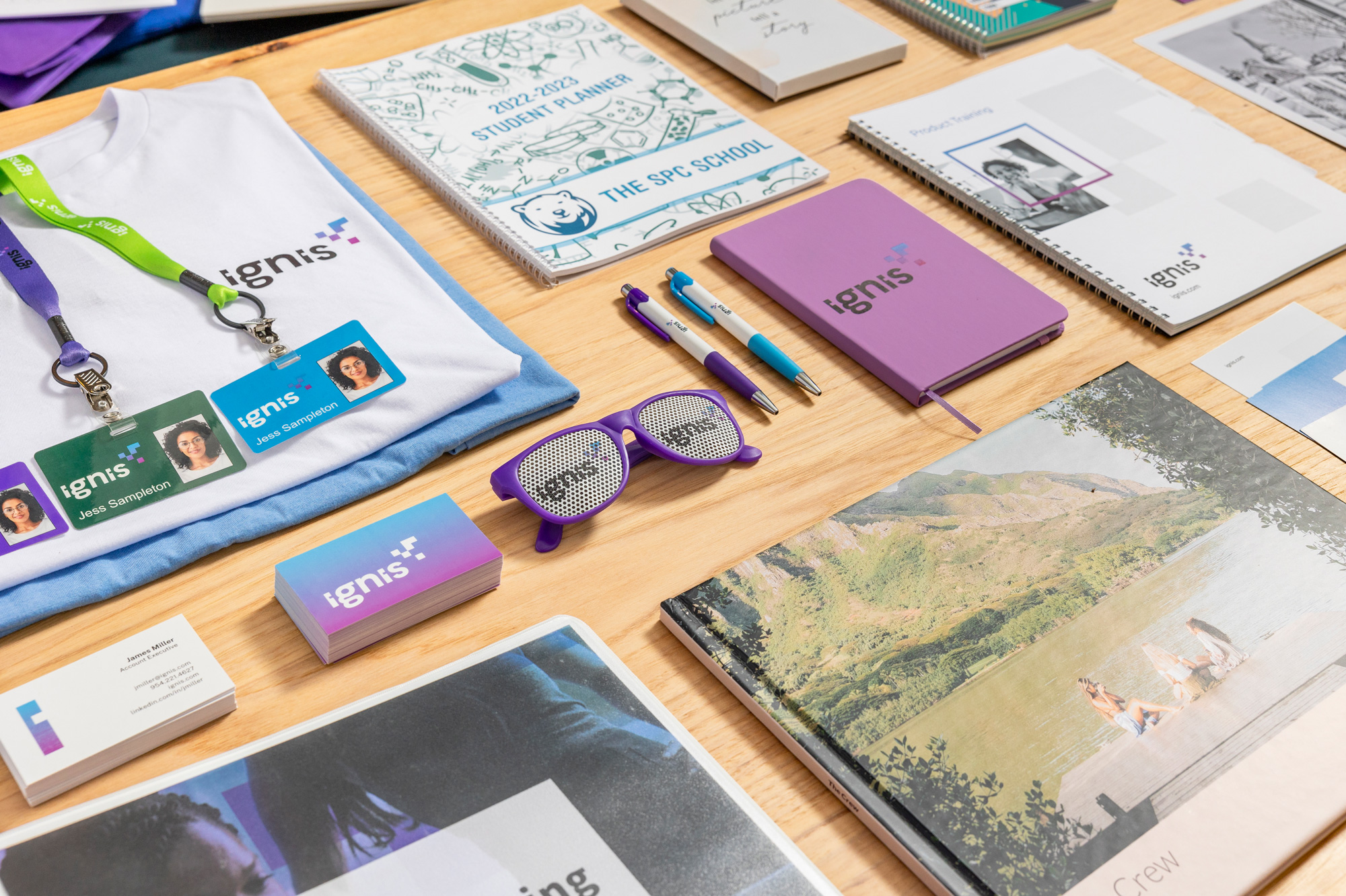 assorted mimeo print products and promotional items