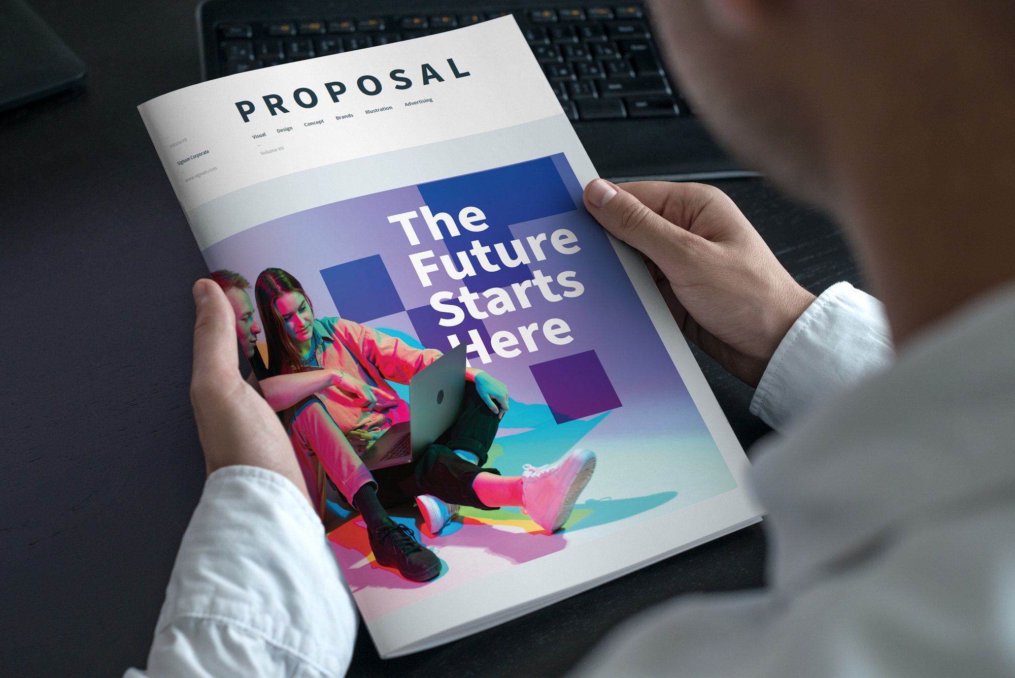 person holding printed proposal