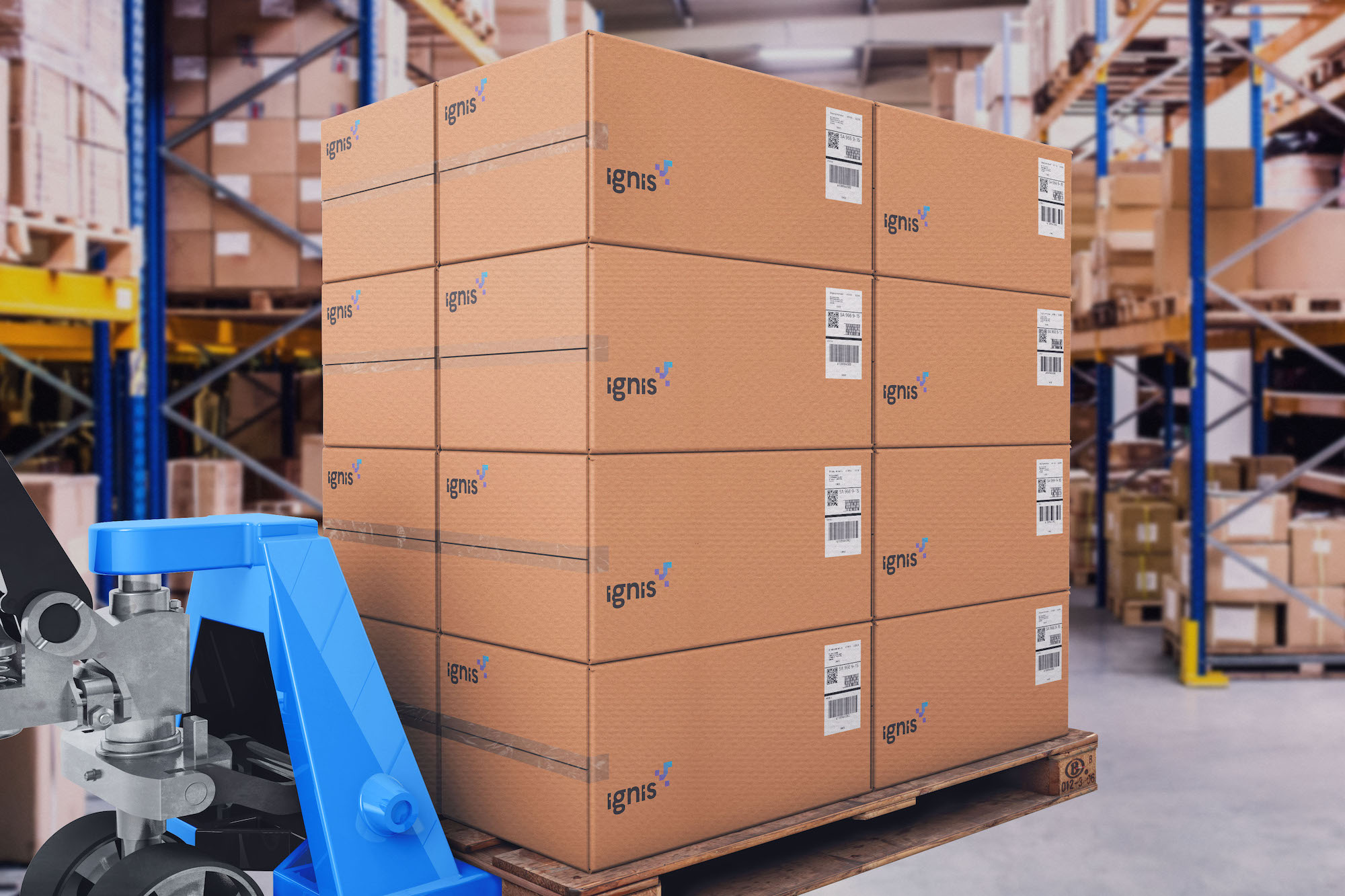 carton boxes on pallet in warehouse