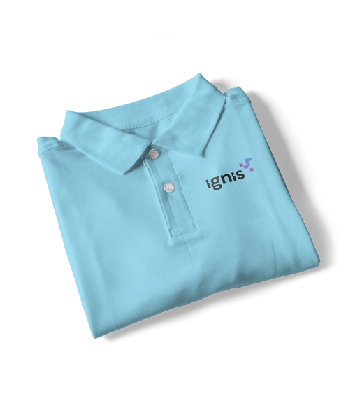 blue polo shirt with custom logo