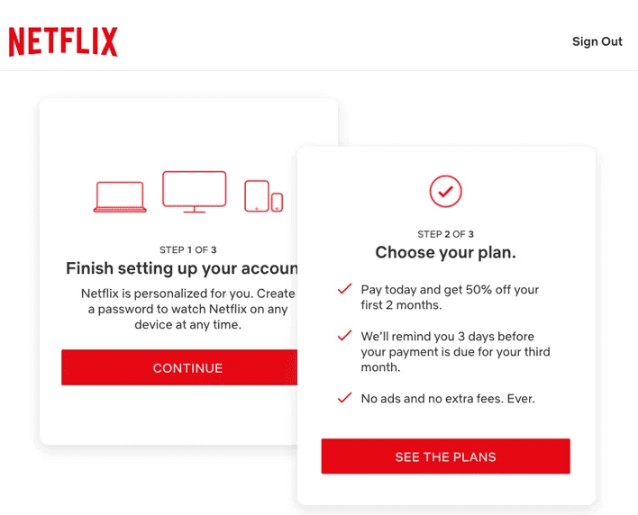 Netflix customer onboarding steps