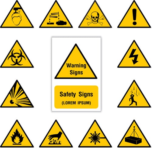 yellow warning signs