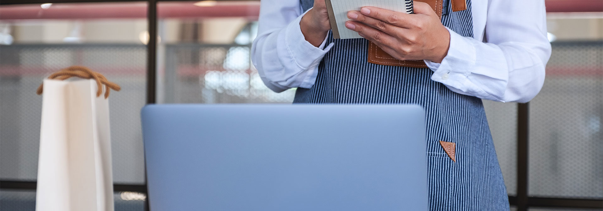 woman checking orders