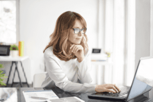 woman working on laptop