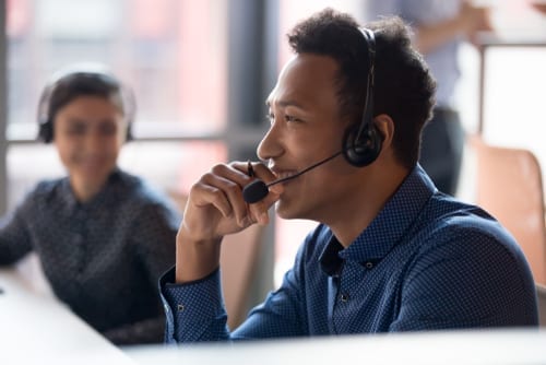 cheerful man providing excellent customer service