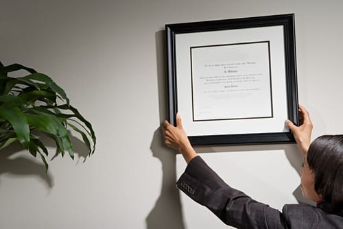 framed training completion certificate