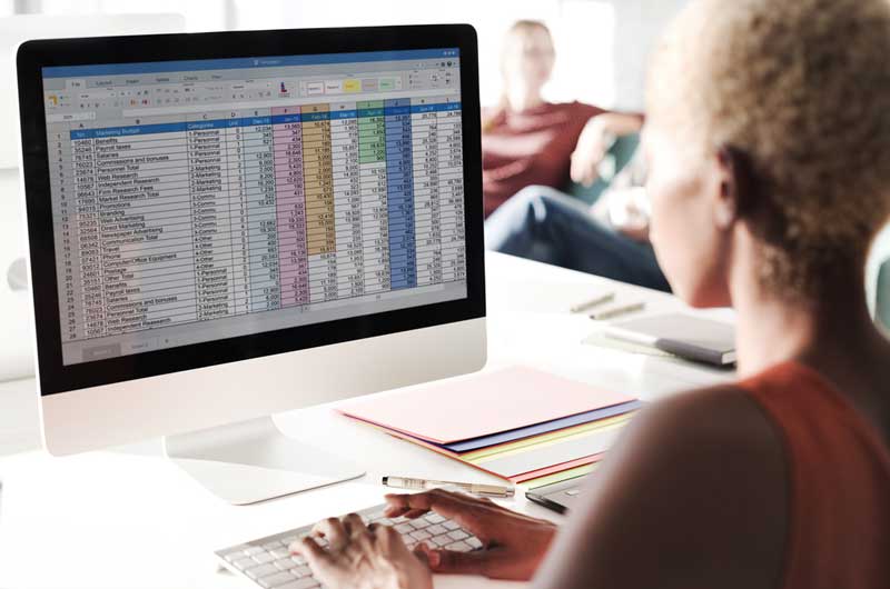 Woman Using the Computer Measuring Training