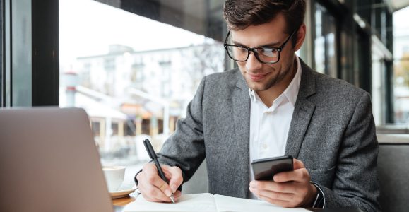 man working on RFP response proposal