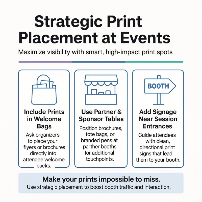 Infographic detailing print distribution methods for events. 