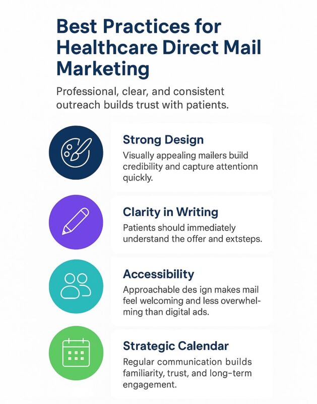 Infographic about best practices for healthcare direct mail marketing