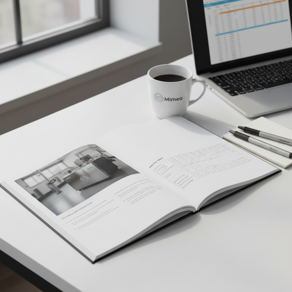 handbook in front of a computer 