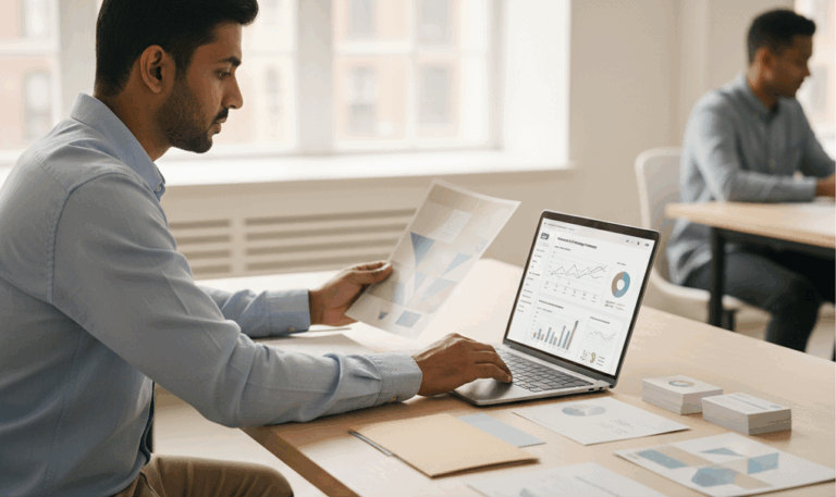 Marketer engaging in ABM tactics with print and digital solutions