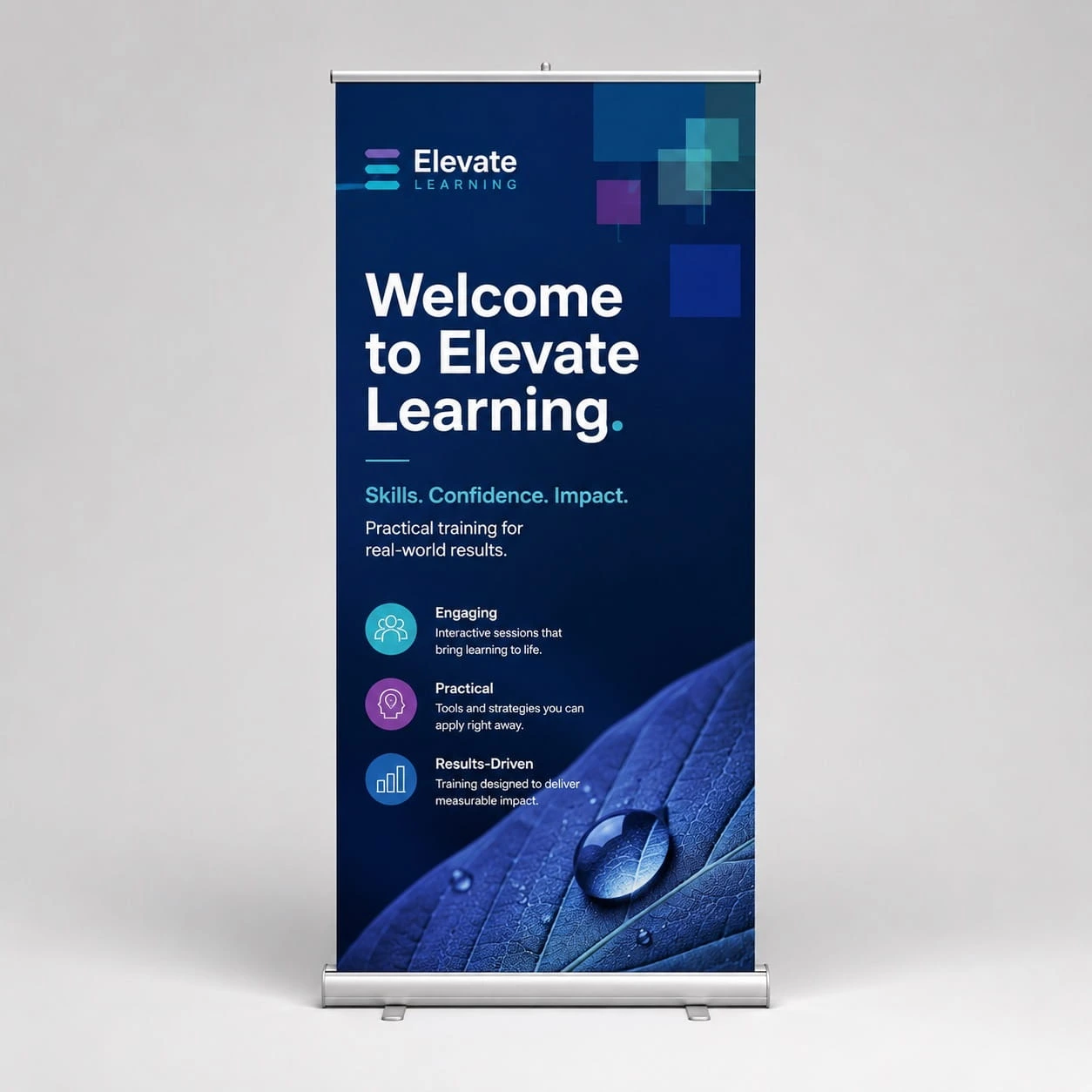 Printed display signage for a training event