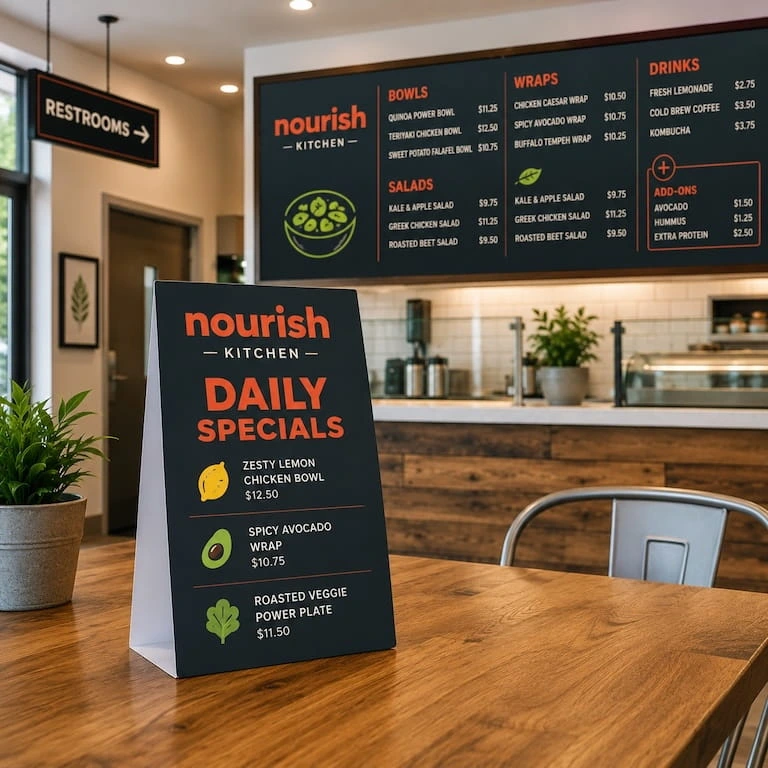 A daily special sign in a restaurant
