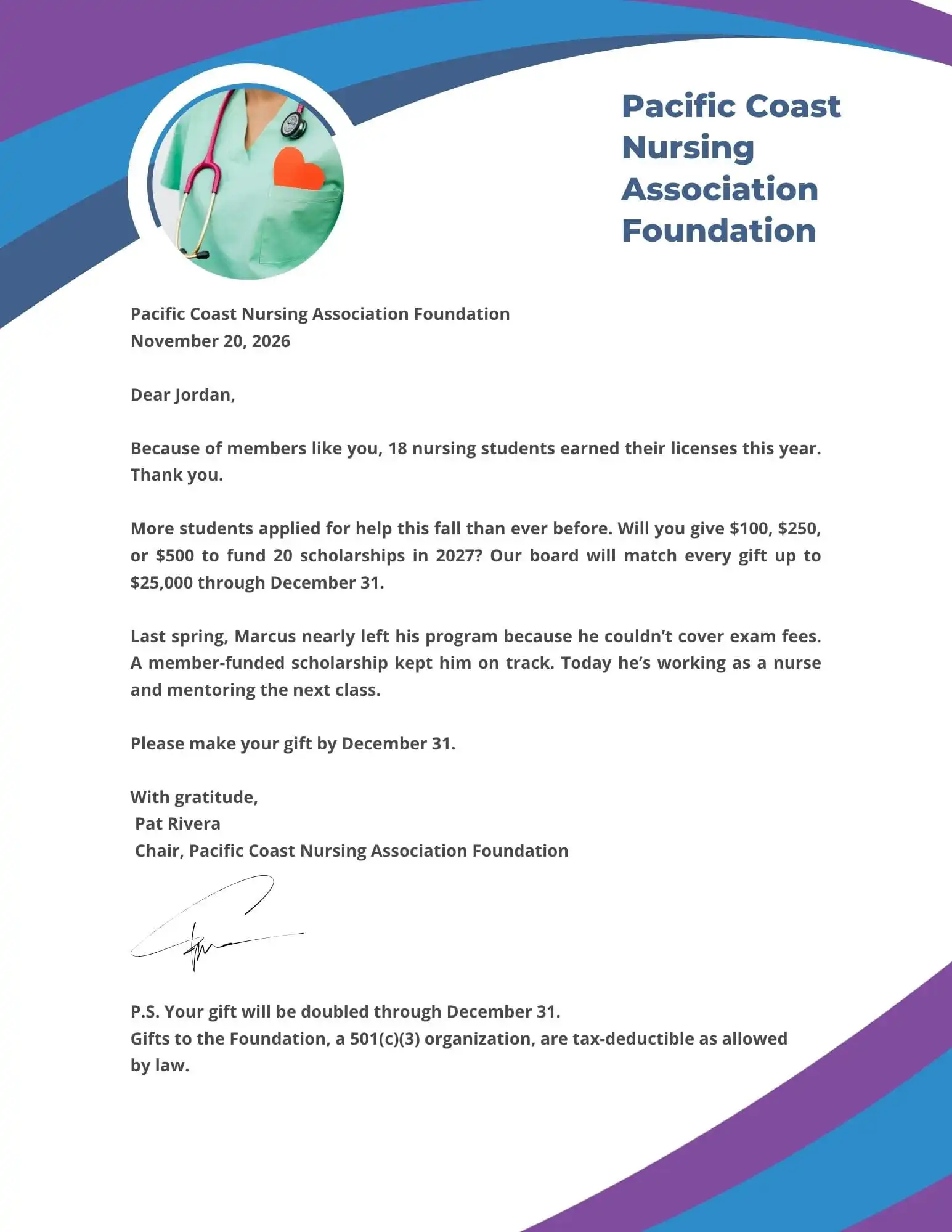 year end donor letter template